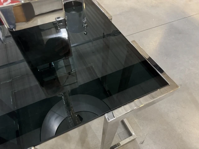 Beistelltisch Silber Glas-Metall, Beistelltisch Glas Silber, Maße: 60x60 cm
