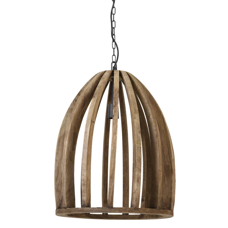 Hängeleuchte Holz, Hängelampe Holz-Metall, Ø 47 cm