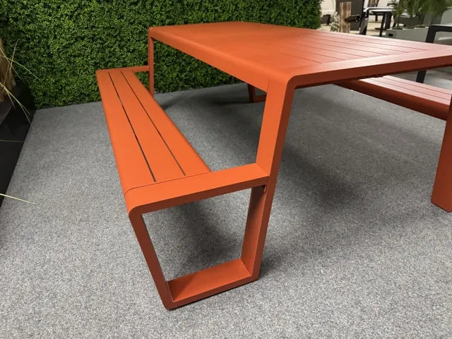 Picknick-Sitzgruppe rot, Picknicktisch mit Sitzbank Metall