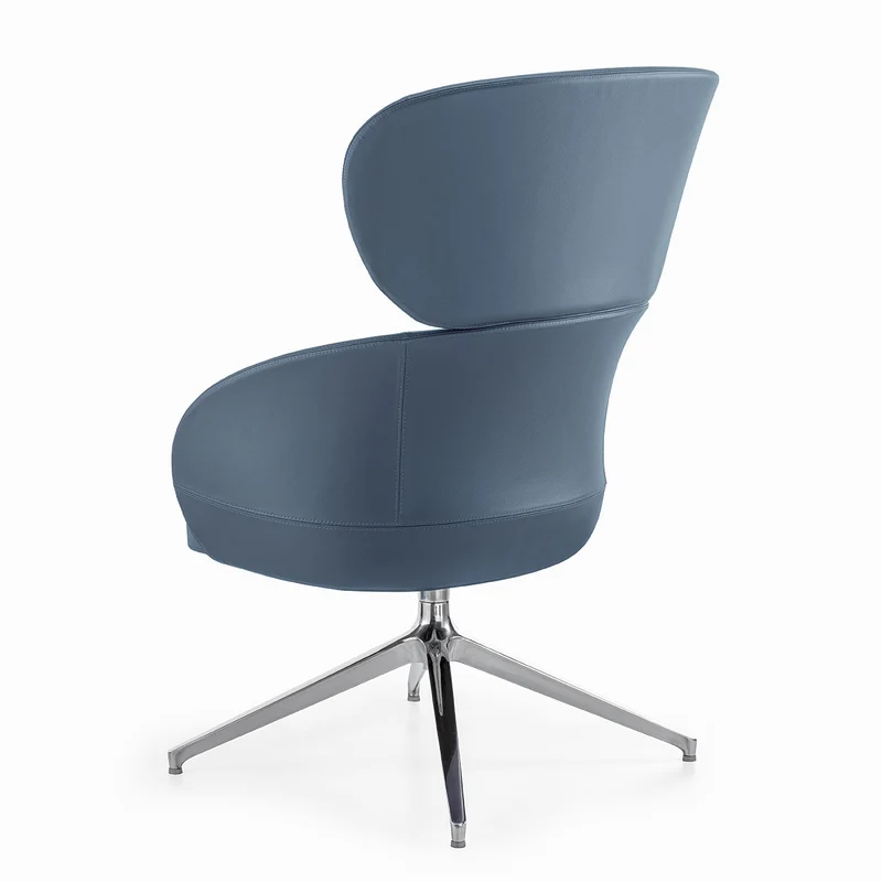 Sessel blau Leder, Lounge-Sessel blau drehbar