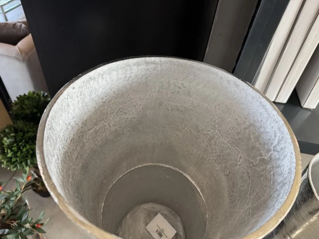 Bodenvase Silber Metall, Vase Aluminium, Höhe 159 cm