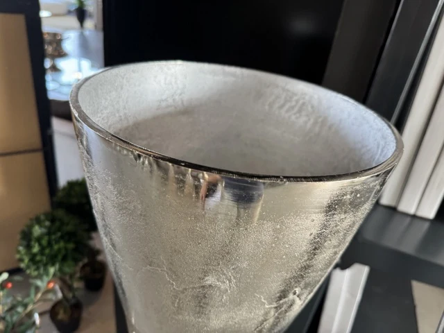 Bodenvase Silber Metall, Vase Aluminium, Höhe 159 cm