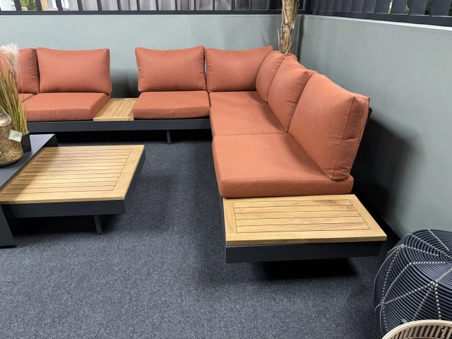 Lounge-Sofa anthrazit-Terracotta, Eck-Gartensofa Terracotta, Lounge anthrazit-Terracotta, Breite 245 cm