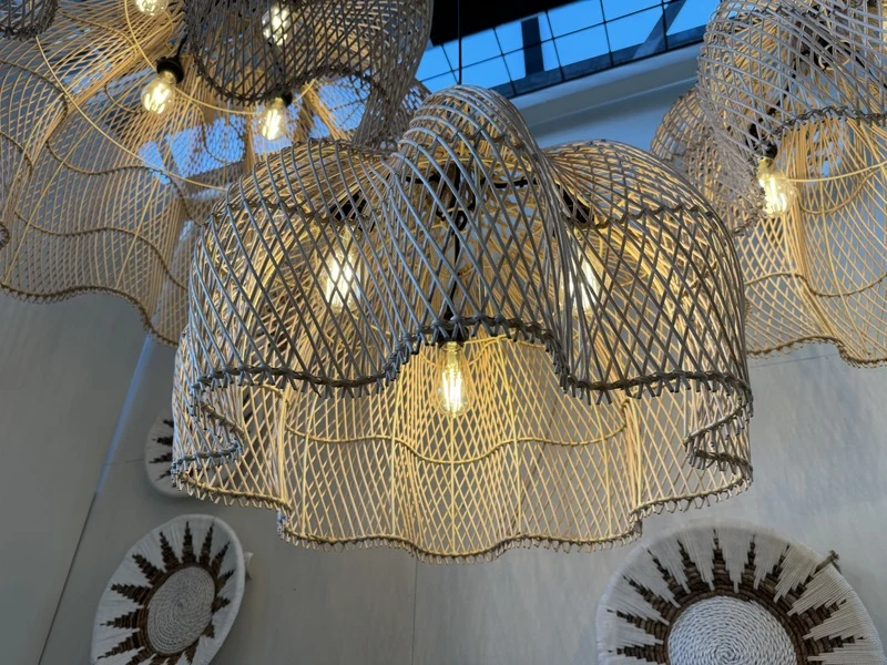 Hängelampe Rattan, Pendelleuchte Rattan, Durchmesser 80 cm