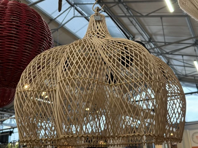 Hängelampe Rattan, Pendelleuchte Rattan, Durchmesser 80 cm
