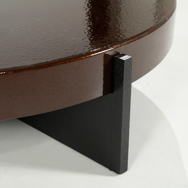 Couchtisch rund braun-schwarz, runder Couchtisch braun, Durchmesser 110 cm