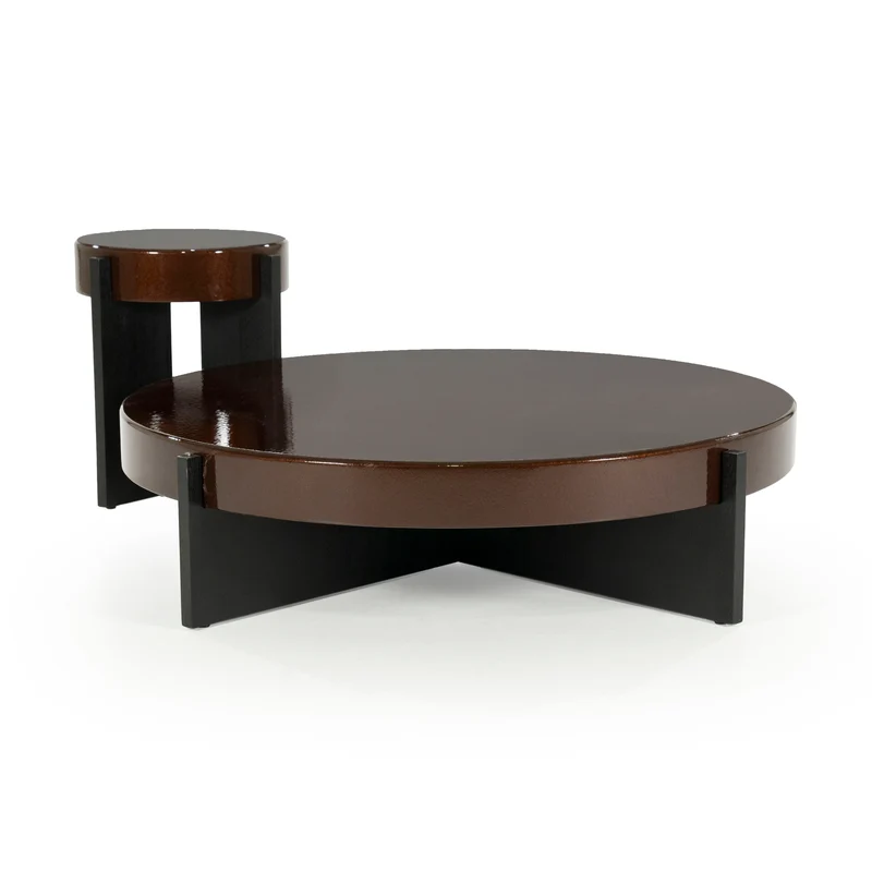 Couchtisch rund braun-schwarz, runder Couchtisch braun, Durchmesser 110 cm