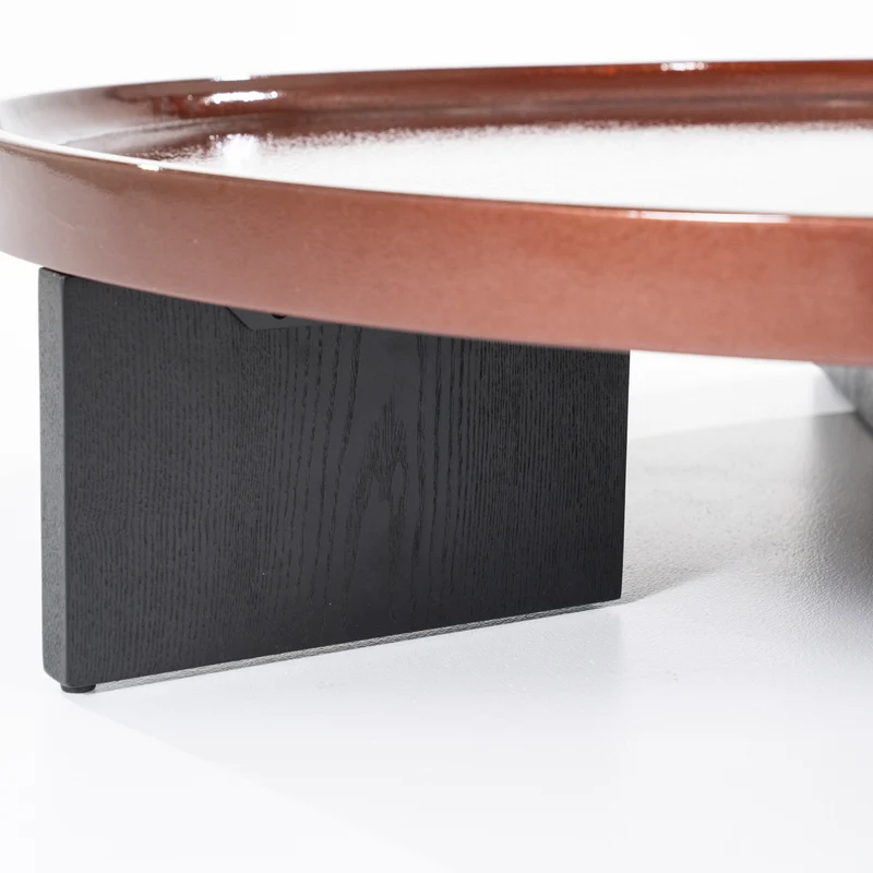 Couchtisch rund braun-schwarz, runder Couchtisch braun, Durchmesser 120 cm