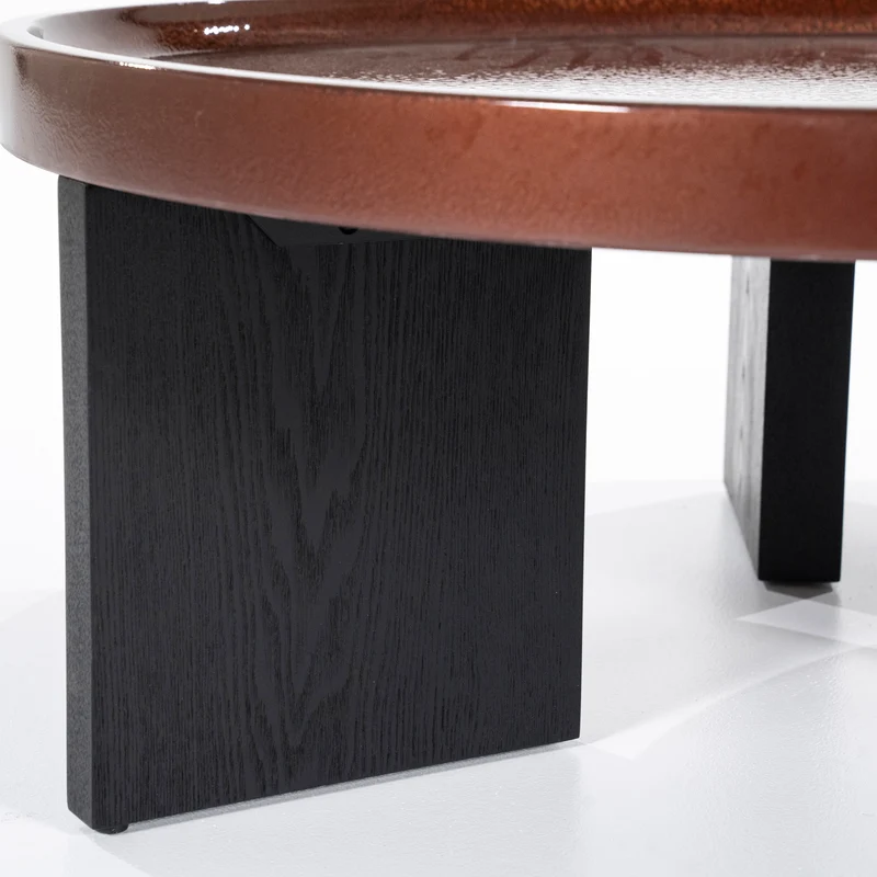 Couchtisch rund braun-schwarz, runder Couchtisch braun, Durchmesser 90 cm