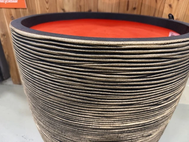 Pflanztopf Gold-schwarz, Blumen-Übertopf Gold, Durchmesser 35 cm