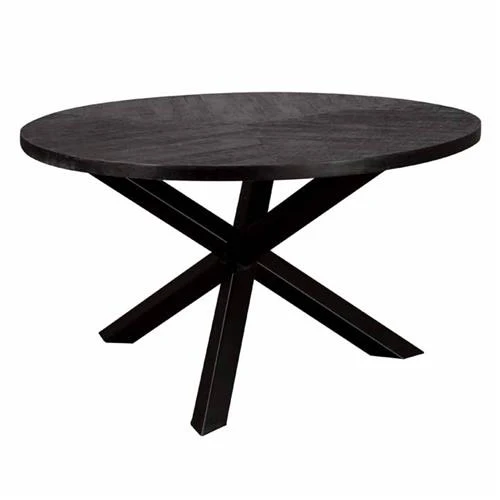 Esstisch schwarz, runder Tisch schwarz Massivholz, Durchmesser 130 cm