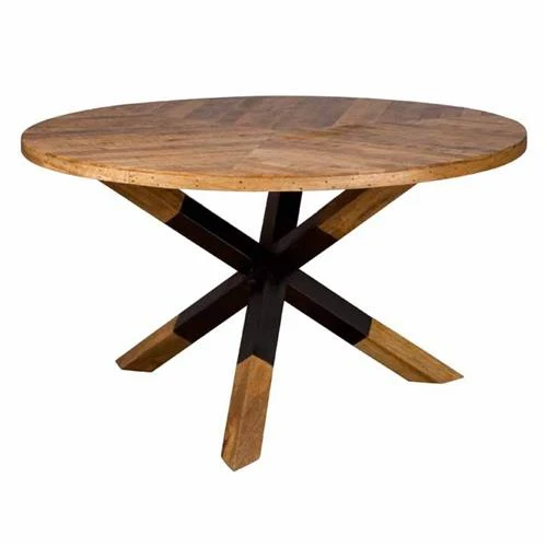 Esstisch rund braun-schwarz, runder Tisch Massivholz, Durchmesser 130 cm
