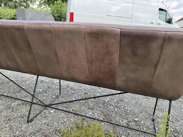 Sitzbank Leder taupe, Sitzbank taupe-grau, Länge 220 cm