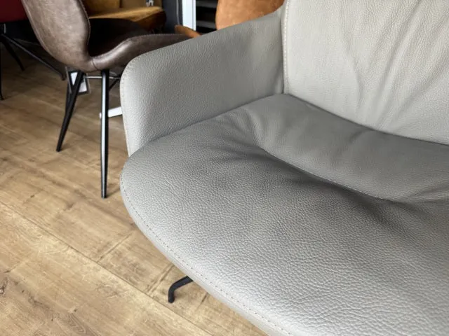 Stuhl grau Leder drehbar, Lederstuhl grau drehbar
