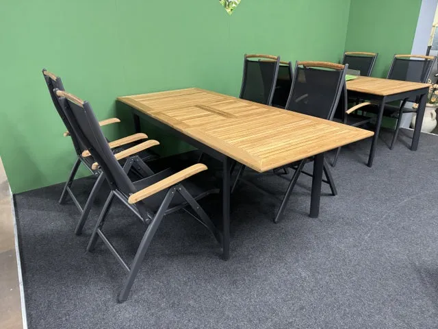 Gartentisch Teakholz ausziehbar, ausziehbarer Gartentisch Teakholz Tischplatte, Länge 152-210 cm