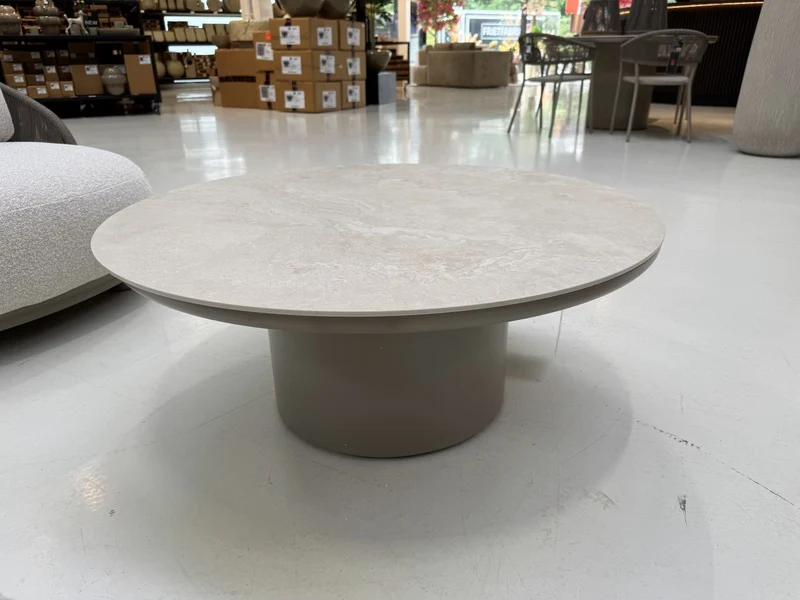 Garten-Couchtisch taupe rund, Couchtisch taupe rund, Durchmesser 90 cm