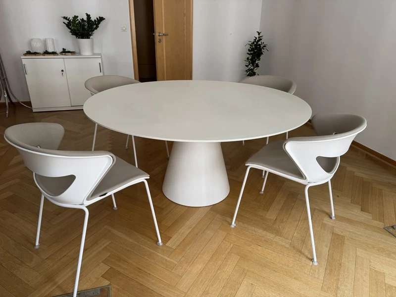 Esstisch rund weiß, runder Esstisch weiß, Tisch weiß, Durchmesser 129 cm