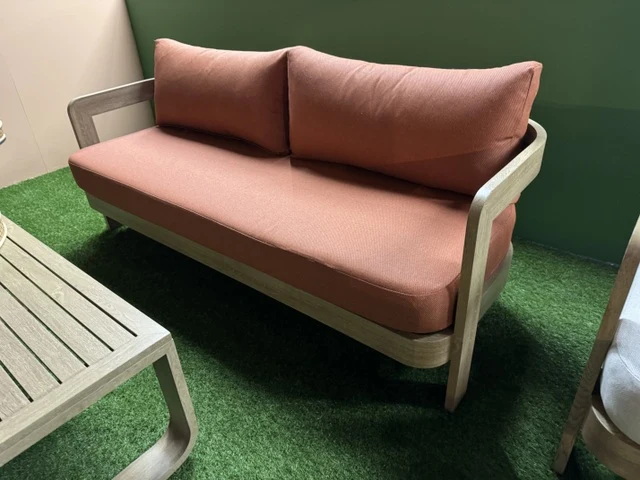 Gartensofa Terracotta, Set 4 teiliges Loungeset Holzoptik-Terracotta, Garten Sitzgruppe Terracotta