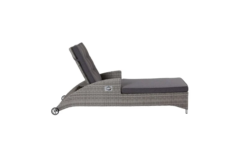 Sonnenliege Rattan grau, Länge 188 cm