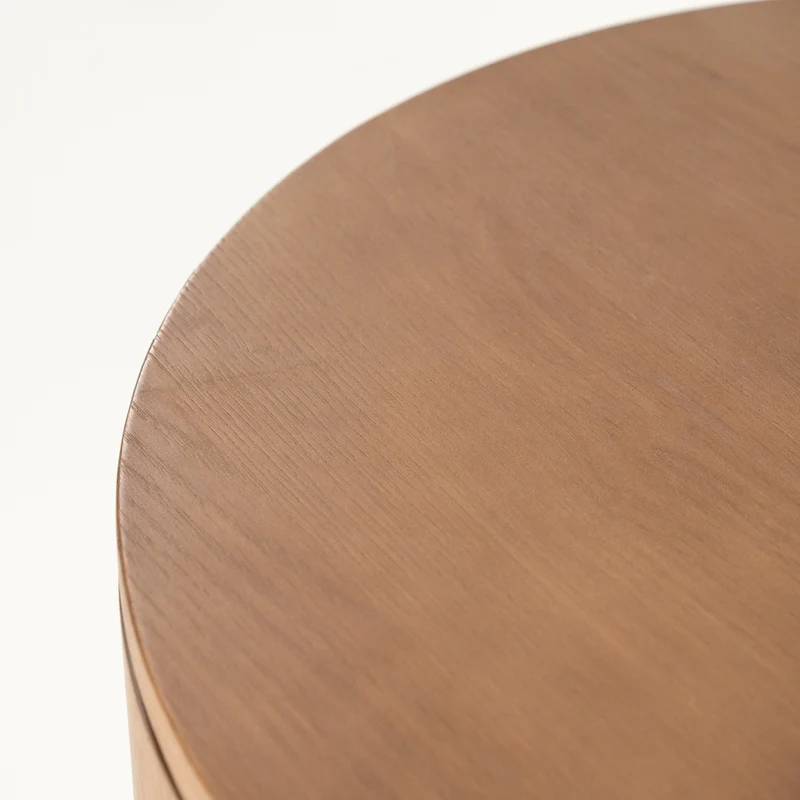 Nachttisch rund braun-grau, runder Beistelltisch Eiche furniert, Durchmesser 50 cm