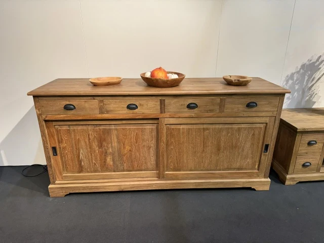Sideboard Holz Teak, Anrichte mit Schubladen Massivholz Teak, Breite 200 cm