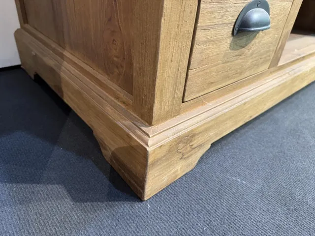 TV Schrank Holz Teak, Fernsehschrank mit Schubladen Massivholz Teak, Breite 175 cm