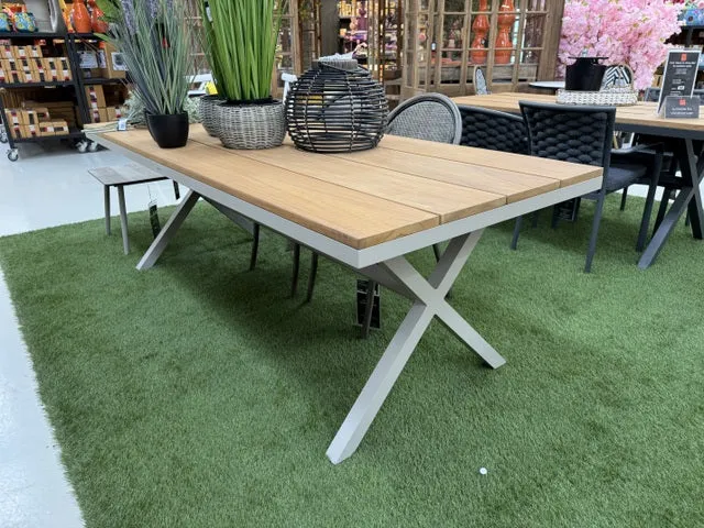 Gartentisch Aluminium braun-weiß, Gartentisch weiß, Länge 180 cm