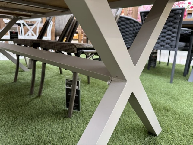 Gartentisch Aluminium braun-weiß, Gartentisch weiß, Länge 180 cm