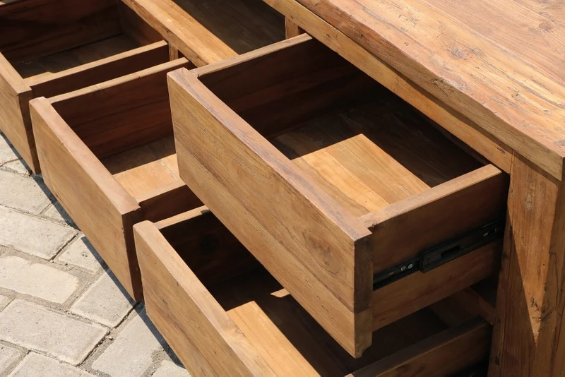 TV Schrank Teakholz, Lowboard Teakholz Landhaus, Breite 240 cm