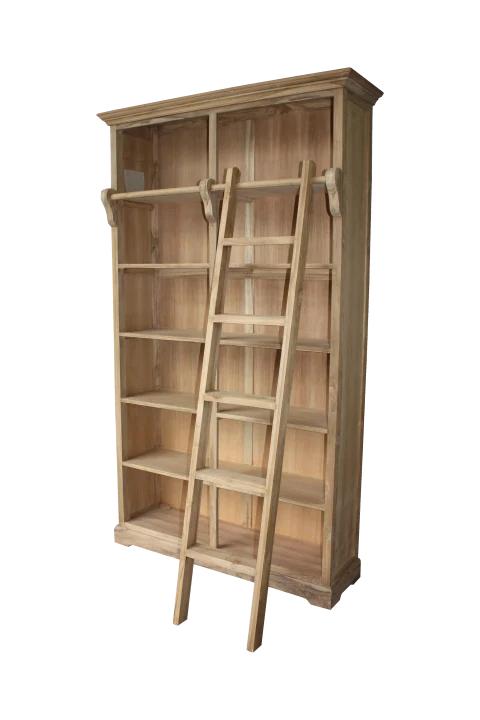 Bücherschrank Teakholz, Regal Holz braun, Breite 136 cm