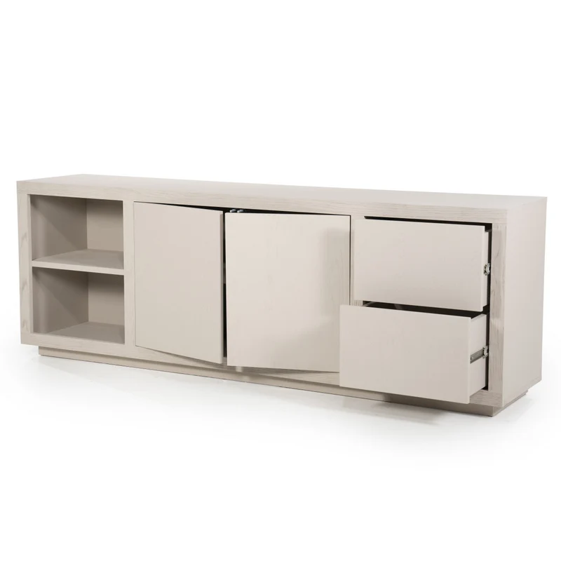 Sideboard taupe Eiche furniert, Anrichte taupe Eiche furniert, Breite 200 cm