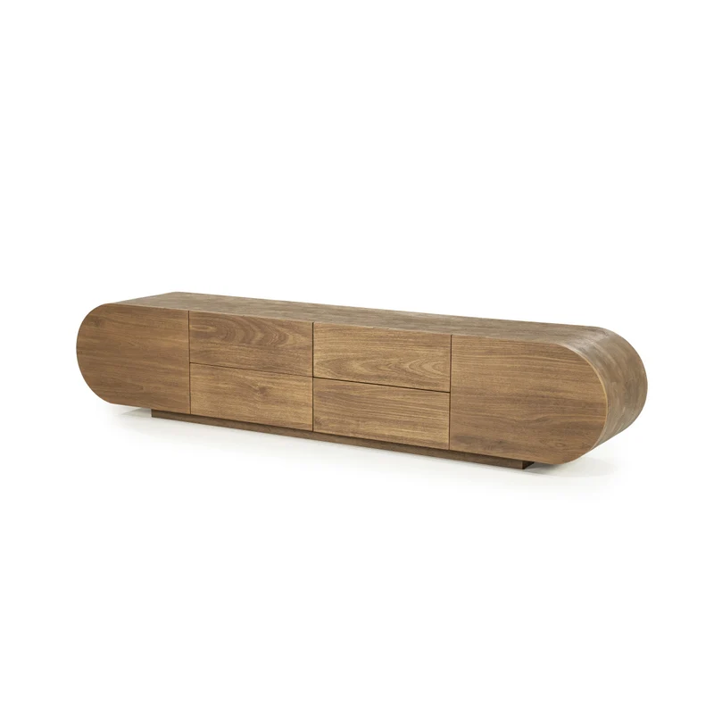 Fernsehschrank oval Holz furniert, TV Schrank Naturholz, Breite 210 cm