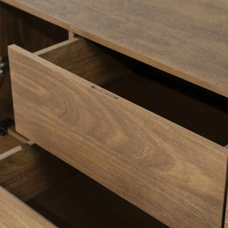 Fernsehschrank oval Holz furniert, TV Schrank Naturholz, Breite 210 cm