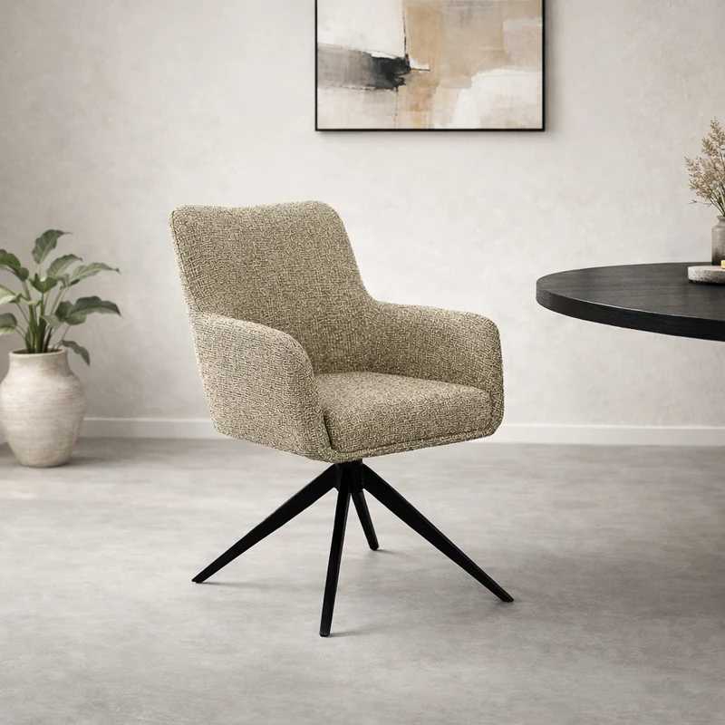 Stuhl drehbar Farbe beige, Esszimmerstuhl beige, Breite 62 cm