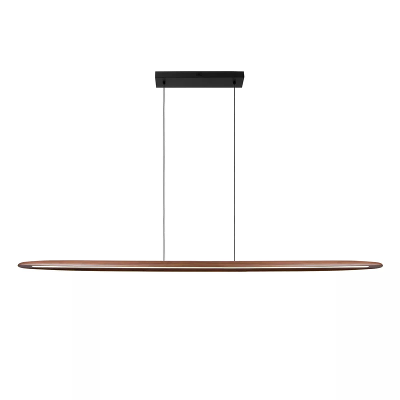Pendelleuchte LED Holz braun, Hängeleuchte Holz LED oval dimmbar, Breite 180 cm