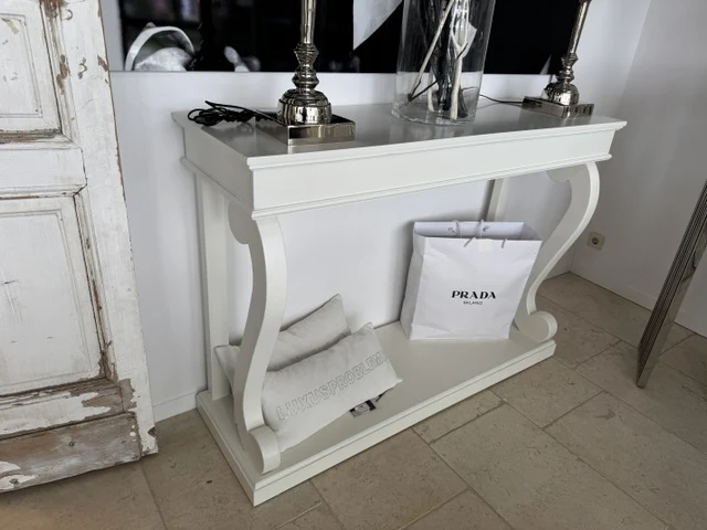 Konsole weiß Holz, Wandtisch weiß, Konsole Landhaus weiß, Breite 140 cm