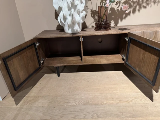 TV Schrank braun Holz, Fernsehschrank braun Holz, Breite 214 cm