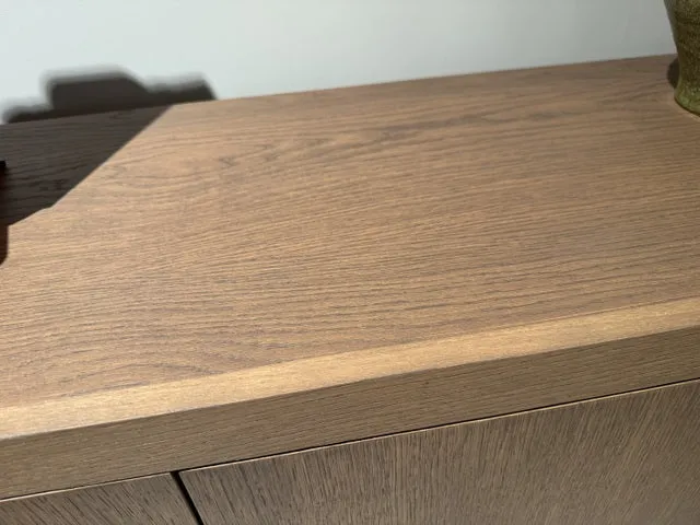 Sideboard Hellbraun, Schrank Naturholz mit zwei Türen und zwei Schubladen, Anrichte braun, Breite 200 cm