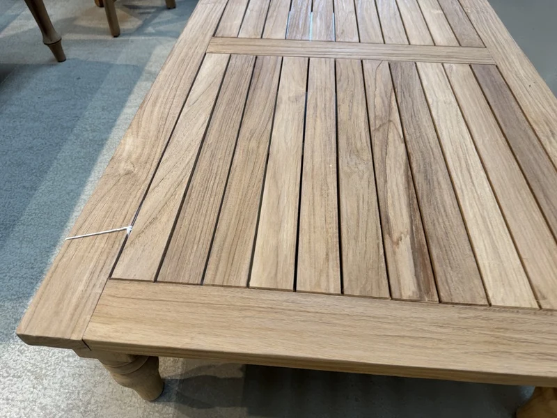 Garten-Couchtisch Teak, Gartentisch Holz massiv, Länge 130 cm