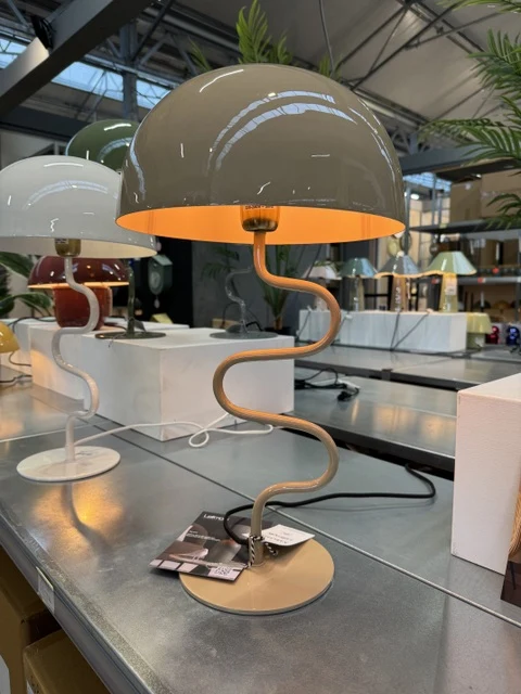 Tischlampe taupe Metall, Tischleuchte taupe Metall, Durchmesser 31 cm
