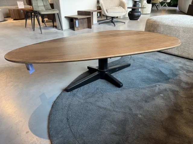 Esstisch Naturholz-Farbe oval, Tisch oval, Länge 220 cm