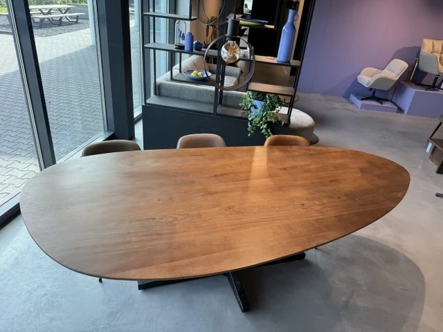 Esstisch Naturholz-Farbe oval, Tisch oval, Länge 220 cm
