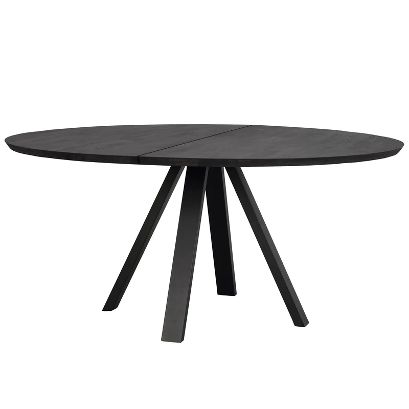 Esstisch rund schwarz, runder Tisch Eiche massiv schwarz, Durchmesser 150 cm