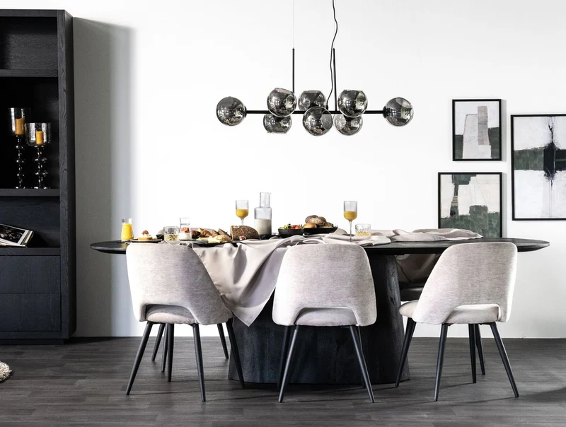 Esstisch oval schwarz, ovaler Tisch schwarz Holz, Länge 250 cm