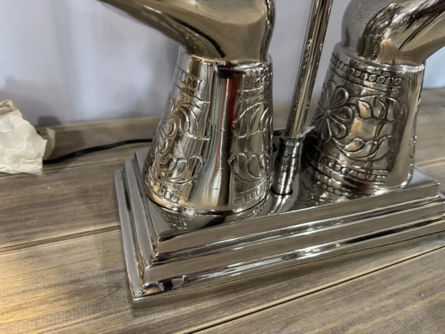 Lampenfuß Tischlampe Silber, Tischleuchte Silber, Tischlampe Silber, Höhe 49 cm