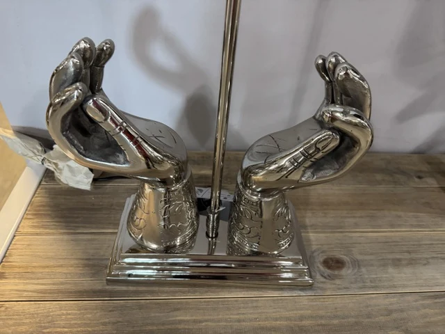 Lampenfuß Tischlampe Silber, Tischleuchte Silber, Tischlampe Silber, Höhe 49 cm