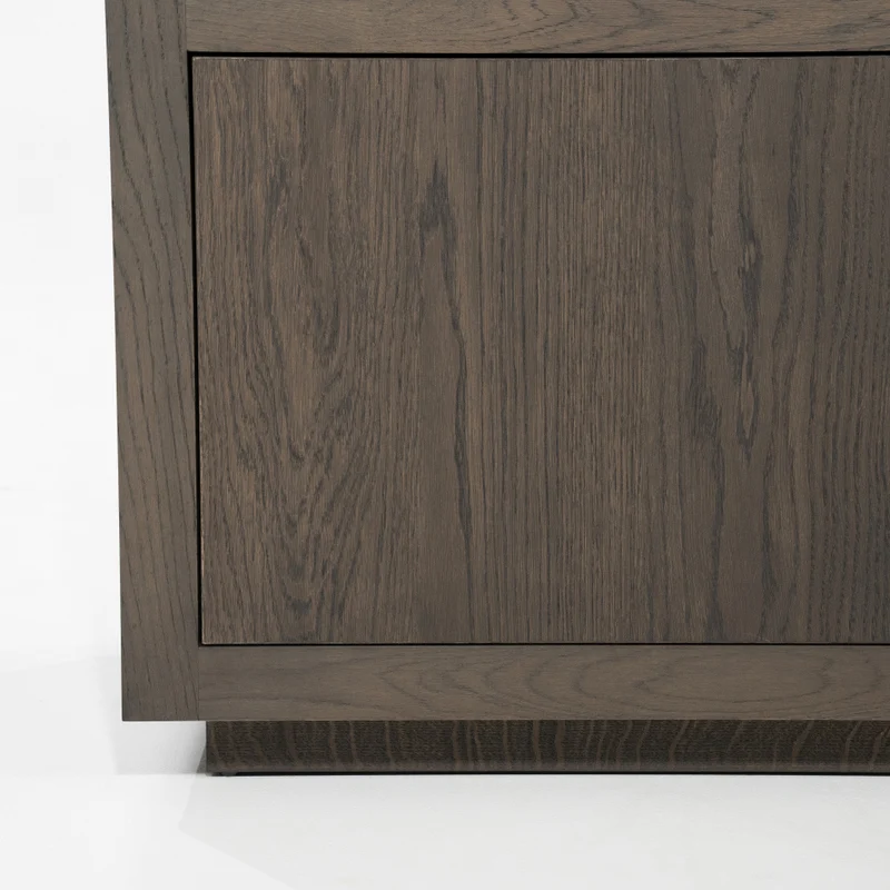 Wohnzimmerschrank braun Eiche furniert, Bücherregal braun Eiche furniert, Schrank braun Holz, Breite 200 cm