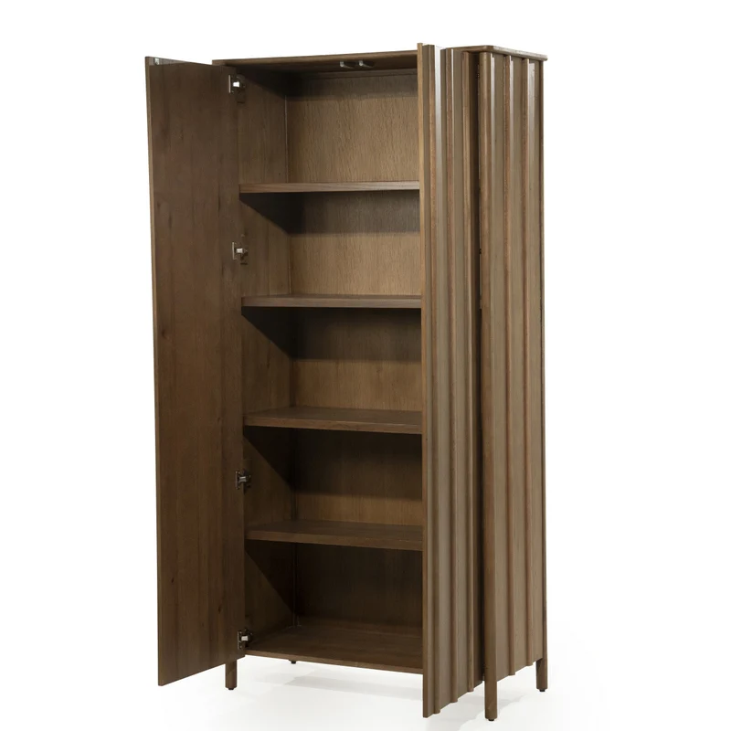 Kleiderschrank Holz furniert, Schrank Naturholz-braun, Wohnzimmerschrank Holz, Breite 102 cm