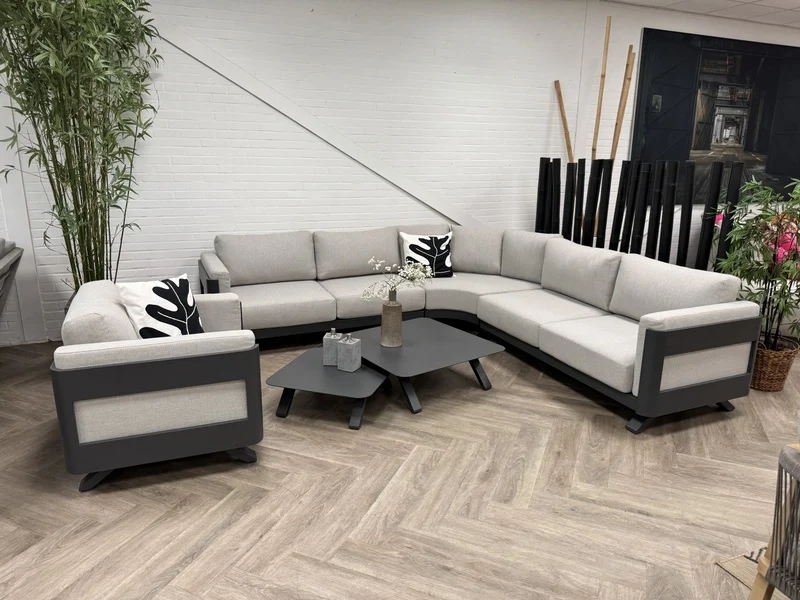 Gartenlounge anthrazit Metall, Gartenecksofa Aluminium-Gestell anthrazit, Maße 280x280 cm