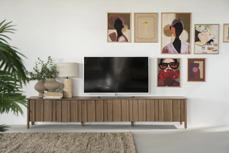 Fernsehschrank Holz furniert, TV Schrank Naturholz, Lowboard Holz, Breite 183 cm